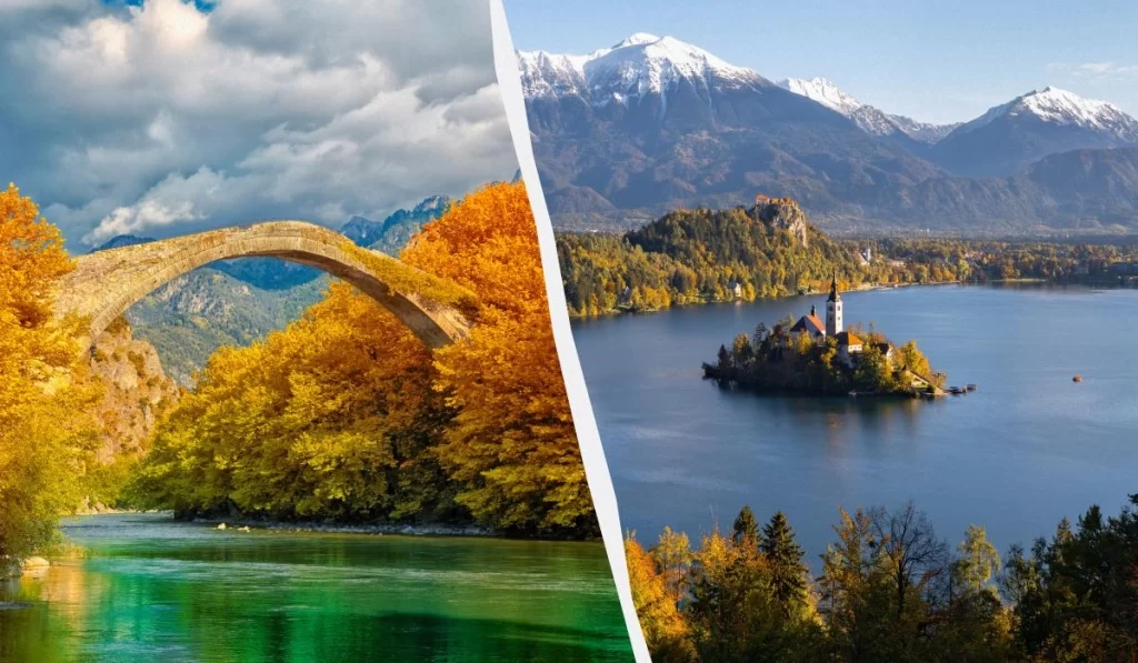 Яніна в Греції та Блед у Словенії ідеально підходять для осінньої відпустки / колаж D.UA, фото ua.depositphotos.com